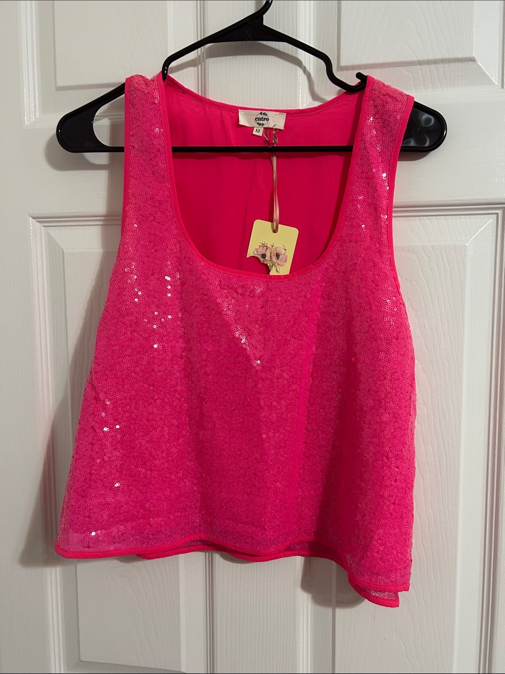 entro Hot Pink Sequin Tank Top